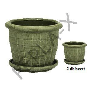 Agyag cserép+alátét ZÖLD szett