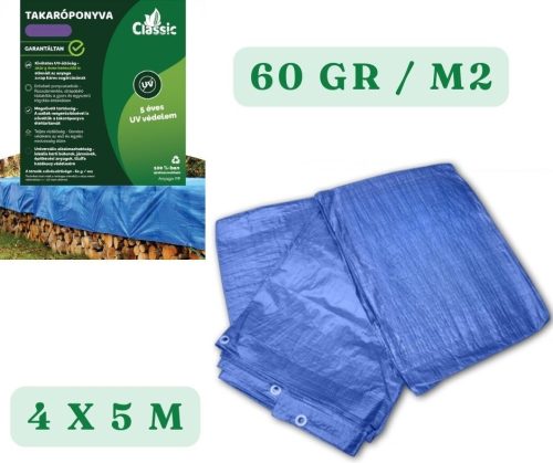 Takaróponyva  vízálló  kék   60 gr     4 * 5 m, Vegyes áru, takaróponyva