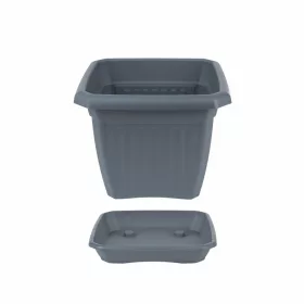 szögletes virágcserép 50cm szürke antracit alátét nélkül