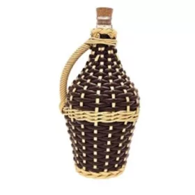 1 literes PVC vesszőfonott demizson sötétbarna