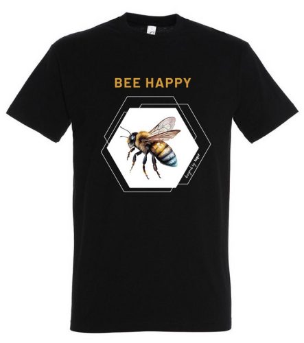 Póló (méhecske mintával) kereknyakú TOP, deep black, 4XL