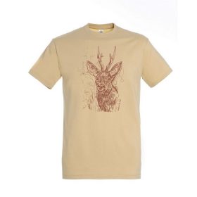 Póló (őz mintával) kereknyakú (100%pamut 190gr/m2) TOP, sand, S